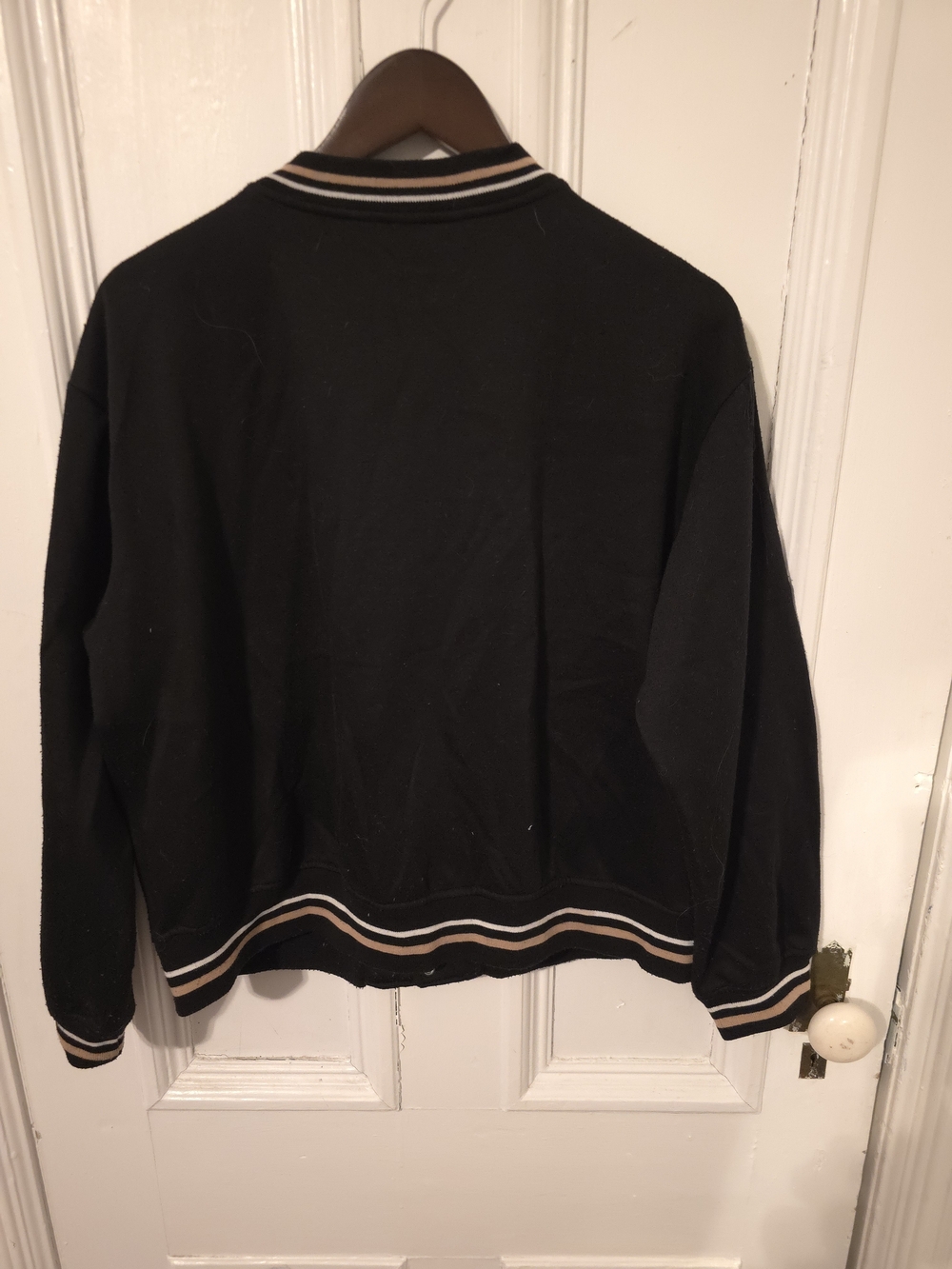 Bluenotes Black Bomber Jacket with Cream Stripe Trim - Picture 3 of 3